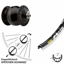 28 Zoll Nabendynamo Vorderrad Mavic A 719 Son 28 Schwarz