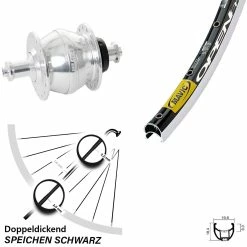 28 Zoll Vorderrad Rennrad Mavic Open Pro Shutter Precision PV8 Nabendynamo Silbern