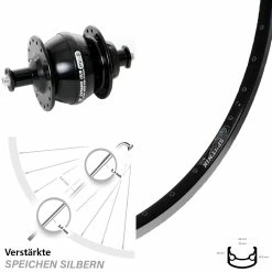 28 Zoll Vorderrad Ryde Sputnik Schwarz Shutter PV8 Nabendynamo