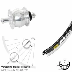 Vorderrad Shutter PV8 Nabendynamo Mavic A 719 28 Zoll Schwarz