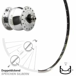 28 Zoll Nabendynamo Vorderrad DRC ST 16 Schwarz Son 28 Poliert