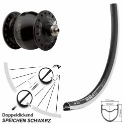 Dt-swiss Vorderrad Fahrrad 28 Zoll DT Swiss RR 411 Schwarz Son 28 Nabendynamo
