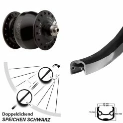 Son 28 Nabendynamo Ryde Andra 30 Fahrrad-Laufrad 28 Zoll Schwarz