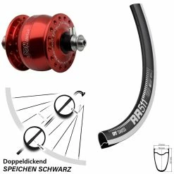 Dt-swiss 28 Zoll Vorderes Rad Mit Nabendynamo DT Swiss RR 511 Son Delux Rot