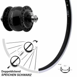 26 Zoll Vorderes Rad Mit Nabendynamo Ryde Andra 40 Son Delux Schwarz