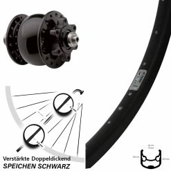 Son 28 Disc 6-Loch Ryde Andra 30 Disc-Laufrad 28 Zoll Schwarz