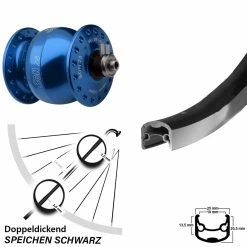 Nabendynamo Vorderrad Son Blau Eloxiert Ryde Andra 30 26 Zoll