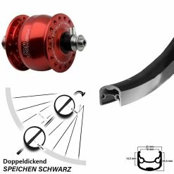 Son Delux Rot Nabendynamo Vorderrad 26 Zoll Ryde Andra 30