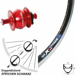Vorderes Laufrad 28 Zoll Ryde X-Plorer Shutter Precision PV-8 Rot Nabendynamo