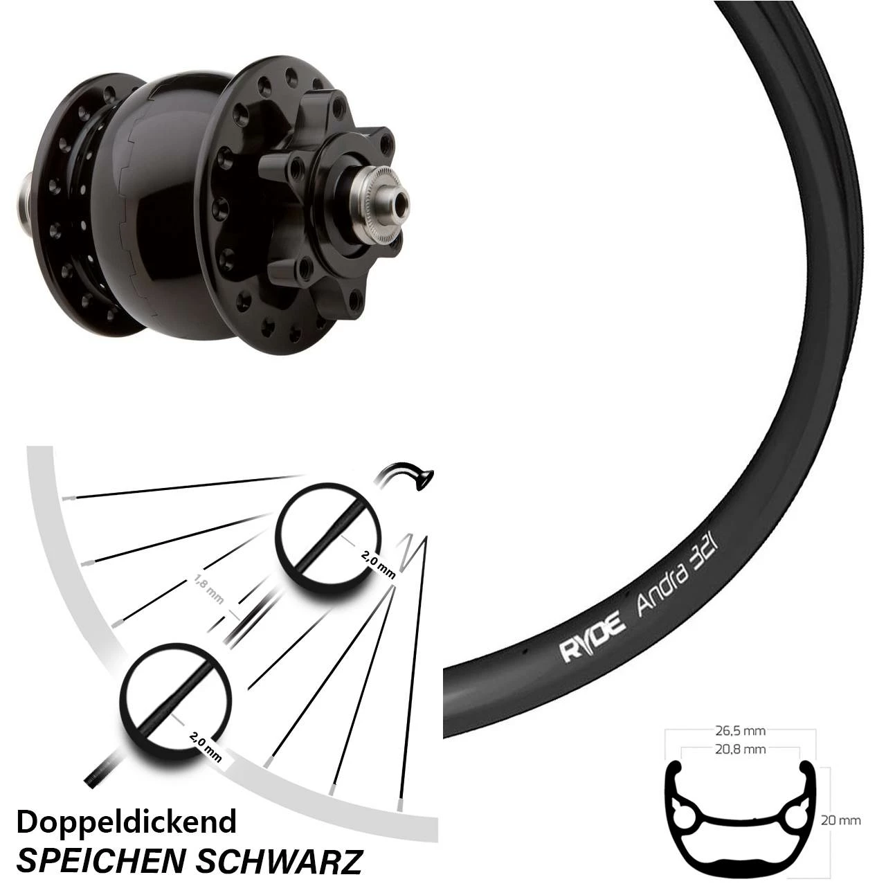 Vorderrad Ryde Andra 321 Disc Son 28-29 Zoll 1 Vorderrad Ryde Andra 321 Disc Son 28-29 Zoll