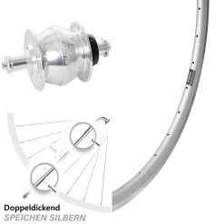 Shutter Precision Nabendynamo Ryde X-Plorer Fahrrad-Vorderrad 28 Zoll Silbern