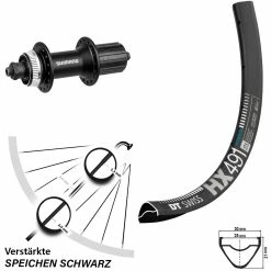 Dt-swiss Schwarzes 29 Zoll Hinteres Rad DT Swiss HX 491 Mit Shimano Alivio FH-M4050 Centerlock