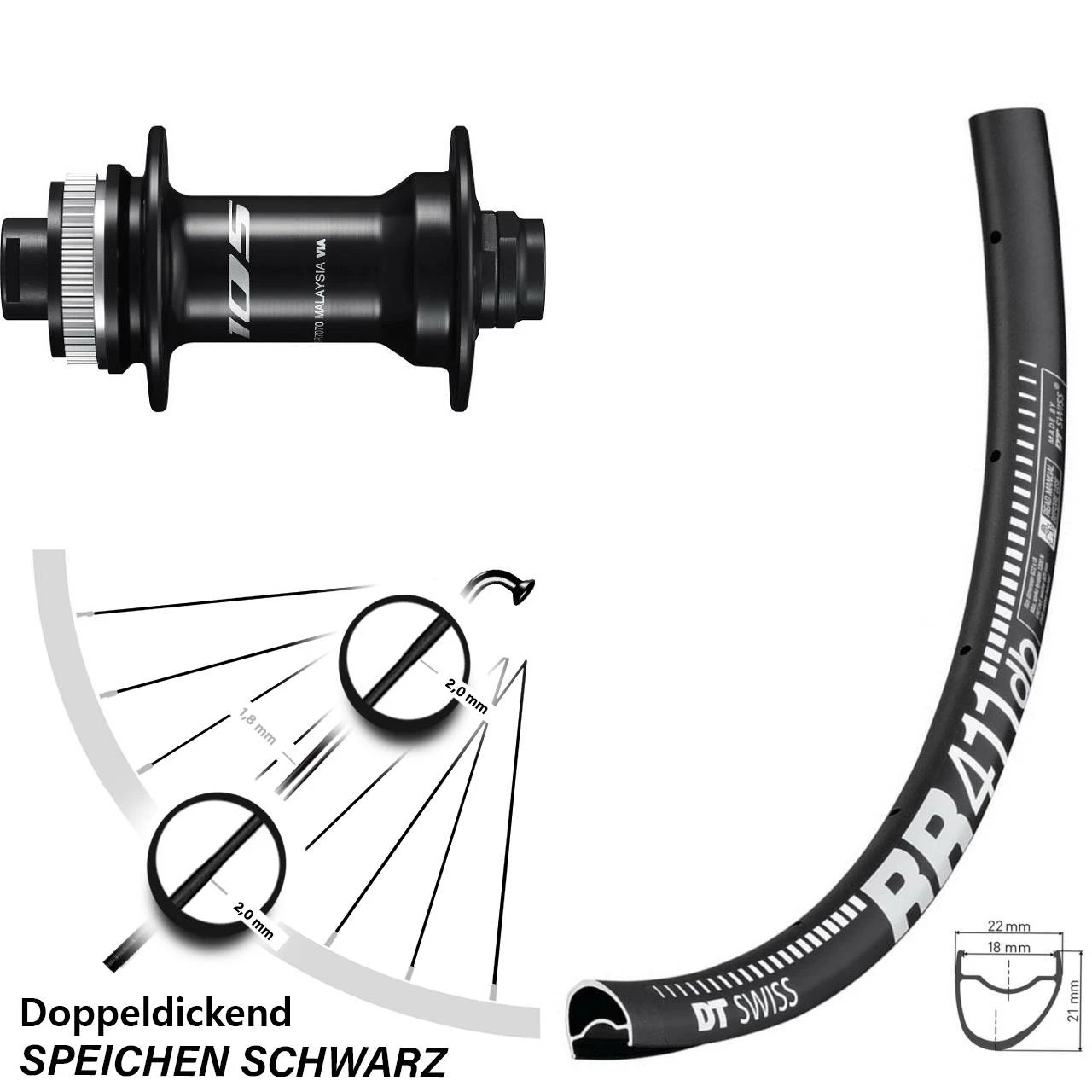 Dt-swiss 28 Zoll Vorderrad Shimano 105 HB-R7070 DT Swiss RR 411 Centerlock 1 Dt-swiss 28 Zoll Vorderrad Shimano 105 HB-R7070 DT Swiss RR 411 Centerlock