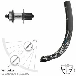 Dt-swiss 27,5+ Zoll Hinterrad DT Swiss H 552 Mit Shimano Deore FH-M525A Nabe