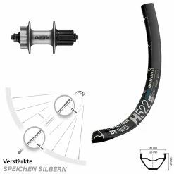 Dt-swiss 29 Zoll Laufrad DT Swiss H 522 Mit Shimano Deore FH-M525A Nabe