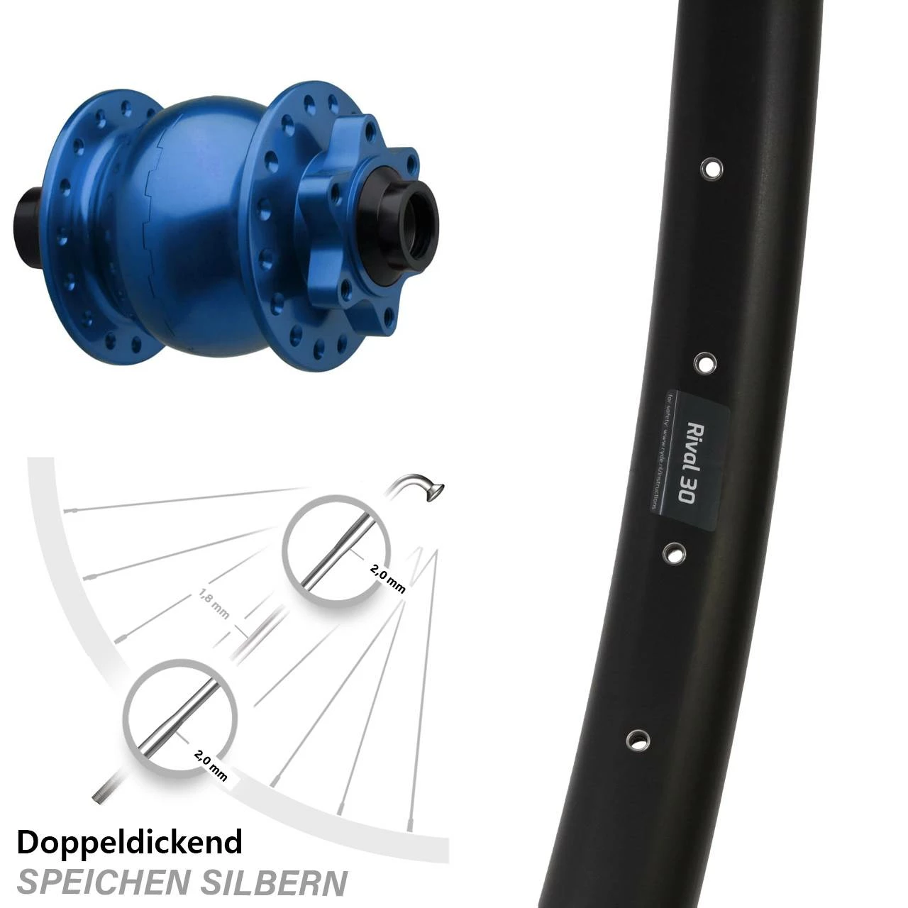 Vorderrad 27,5 Zolll Ryde Rival 30 Disc Nabendynamo 6-Loch Boost Son 28-15 1 Vorderrad 27,5 Zolll Ryde Rival 30 Disc Nabendynamo 6-Loch Boost Son 28-15