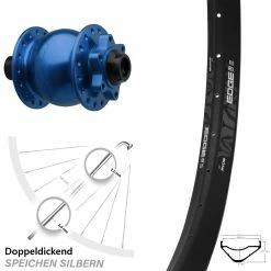 Vorderrad 27,5+ Zoll Ryde Edge M35 OS Son 28-15 Disc Boost Blau Eloxiert