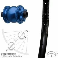 29+ Zoll Vorderrad Exal BE34+ Son 28-15 Disc Dynamo Steckachse 110 Mm Boost Blau Eloxiert
