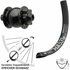 Dt-swiss 27,5+ Zoll Vorderrad DT Swiss HX 531 Son Nabendynamo