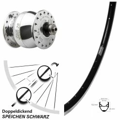 Vorderes Laufrad 28 Zoll Ryde Andra 20 Schwarz Son 28 Poliert