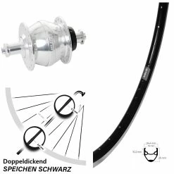 Vorderes Laufrad 28 Zoll Ryde Andra 20 Schwarz Shutter PV-8 Nabendynamo