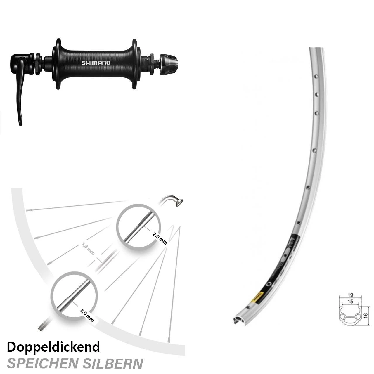 Shimano HB-RS300 Mavic Open Elite Vorderrad 28 Zoll 1 Shimano HB-RS300 Mavic Open Elite Vorderrad 28 Zoll