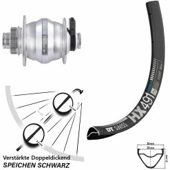 Dt-swiss 27,5 Zoll Nabendynamo Vorderrad DT Swiss HX 491 Shutter Precision PL-8XM 12x100
