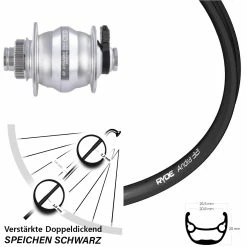 Vorderes Laufrad 28-29 Zoll Ryde Andra 321 Shutter PL-8XM 12x100 Nabendynamo
