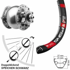 Dt-swiss 26 Zoll Vorderrad DT Swiss 545 Nabendynamo Son 28 6-Loch