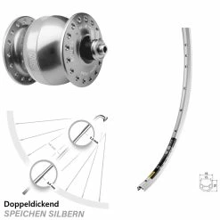 Son 28 Nabendynamo Mavic Open Elite Vorderrad 28 Zoll Silber