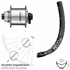 Dt-swiss Nabendynamo Vorderrad Shimano DH-UR705-3D DT Swiss H 522 27,5 Zoll Centerlock