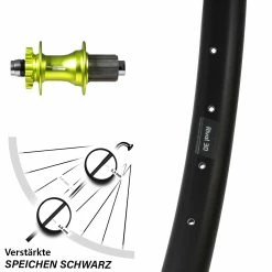 27,5 Zoll Hinterrad XLC Evo Grün Eloxiert 12/142 Mm Ryde Rival 30 Disc 6-Loch
