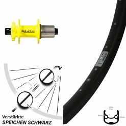 Ryde Andra 30 Disc Hinterrad 26 Zoll Mit XLC Evo Gelb Nabe 12x142 Mm