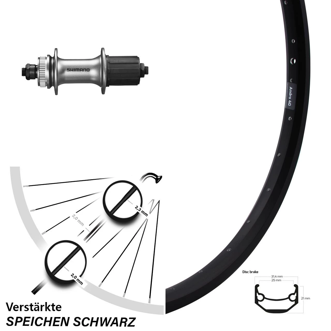 Shimano Alivio FH-M4050 Ryde Andra 40 Disc Hinteres Rad 26 Zoll Centerlock 1 Shimano Alivio FH-M4050 Ryde Andra 40 Disc Hinteres Rad 26 Zoll Centerlock