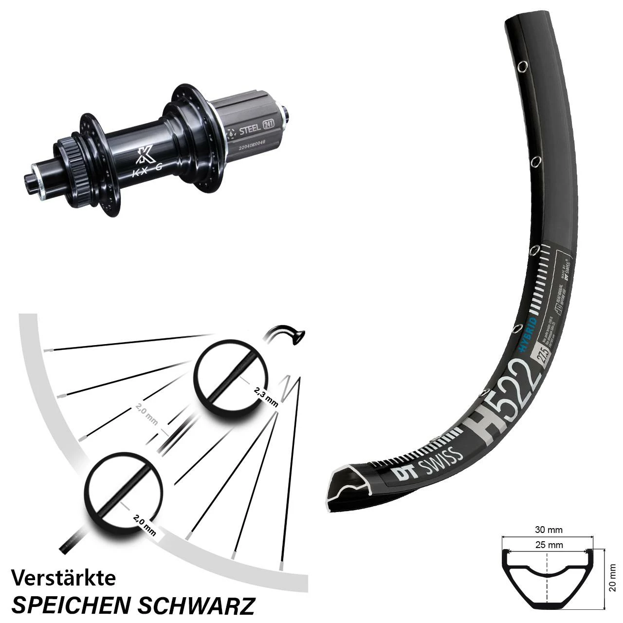 Dt-swiss KX-GS 5x135 Centerlock DT Swiss H 522 Hinterrad 29 Zoll Für Schnellspanner 1 Dt-swiss KX-GS 5x135 Centerlock DT Swiss H 522 Hinterrad 29 Zoll Für Schnellspanner