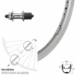 28 Zoll Hinterrad Shimano Alivio FH-M4050 Ryde Andra 10 Silbern