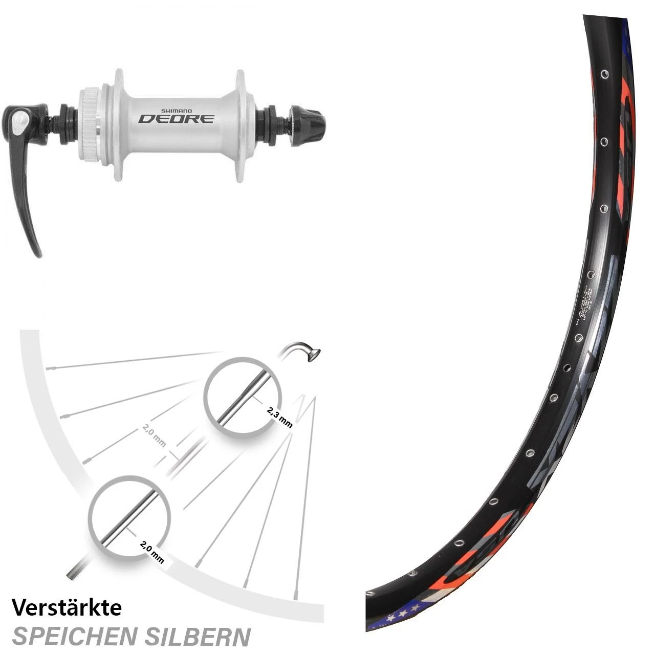 26 Zoll Vorderrad DRC Zzyzx Disc Mit Shimano Deore HB-M595 Nabe 1 26 Zoll Vorderrad DRC Zzyzx Disc Mit Shimano Deore HB-M595 Nabe