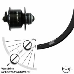 28-29 Zoll Nabendynamo Vorderrad Ryde Rival 23 Shimano DH-3D72 Centerlock Schwarz