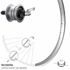 Vorderrad 24 Zoll Ryde Andra 40 Shimano 3D72 Nabendynamo