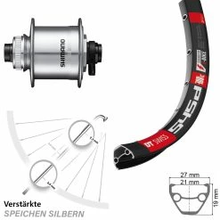 Dt-swiss 26 Zoll Vorderrad Mit Nabendynamo Silbern DT Swiss 545 Shimano DH-UR708-3D