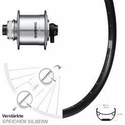 26 Zoll Ryde Andra 29-559 ETRTO Vorderrad Shimano DH-UR708-3D Centerlock Silbern