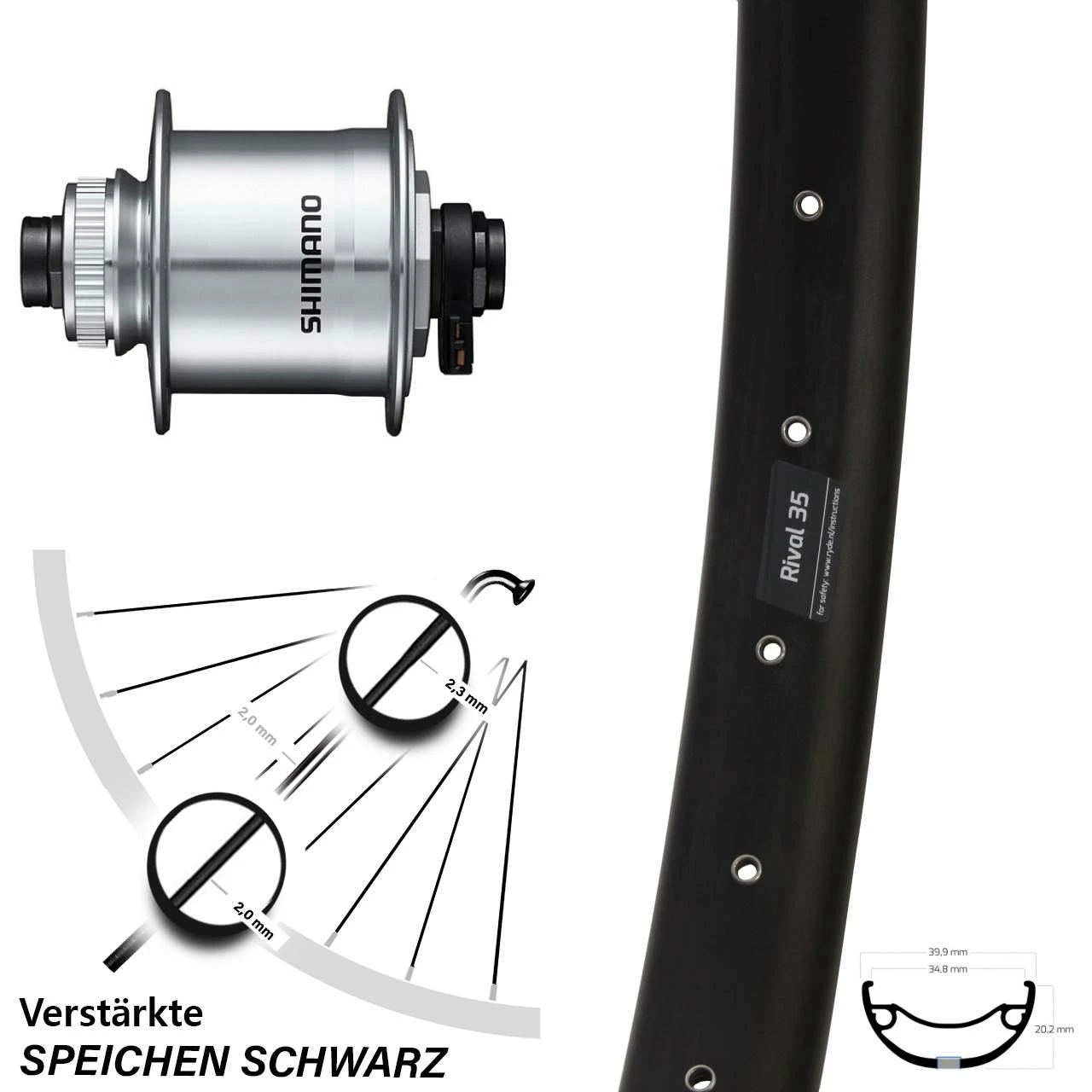 Vorderrad 29 Zoll Ryde Rival 35 Disc 15x100 Mm Steckachse Shimano DH-UR708-3D Silbern 1 Vorderrad 29 Zoll Ryde Rival 35 Disc 15x100 Mm Steckachse Shimano DH-UR708-3D Silbern