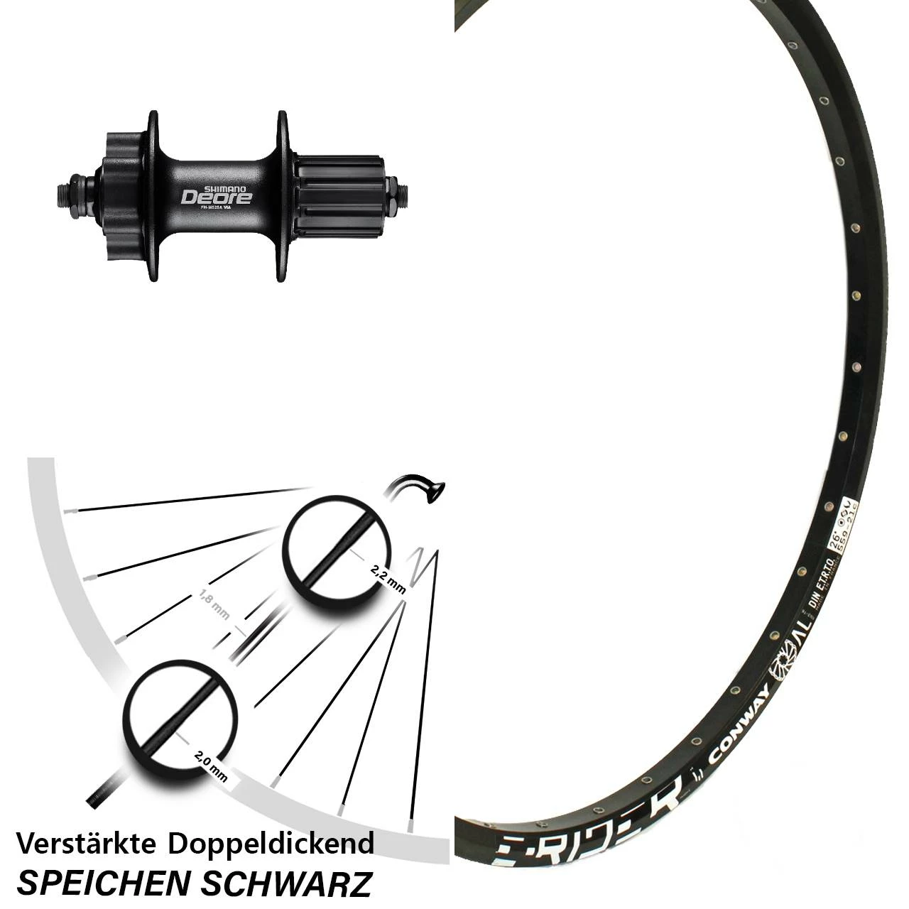 Mach1 26 Zoll Hinterrad Shimano Deore FH-M525A Mach 1 Magma Für Schnellspanner 1 Mach1 26 Zoll Hinterrad Shimano Deore FH-M525A Mach 1 Magma Für Schnellspanner