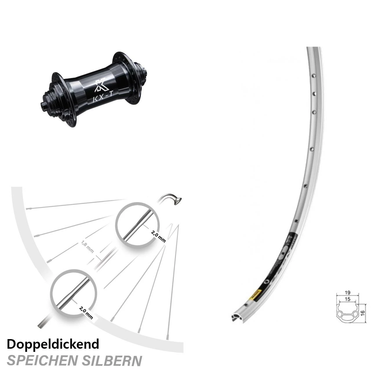 28 Zoll Vorderrad KX-T Nabe Schwarz Mavic Open Elite 1 28 Zoll Vorderrad KX-T Nabe Schwarz Mavic Open Elite