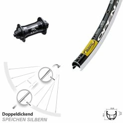 KX-T Nabe Schwarz Mavic Open Pro SUP Vorderrad 28 Zoll