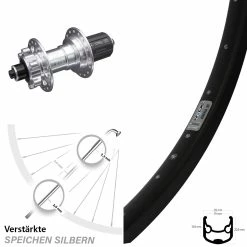 26 Zoll Hinterrad KX-E Nabe Silbern-eloxiert 5x135 Mm 6-Loch 11-fach Ryde Andra 30 Disc