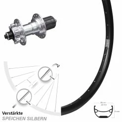 Ryde Andra 29 Zoll Hinterrad Verstärkt KX-E Nabe Silbern-eloxiert 5x135 Mm 6-Loch 11-fach