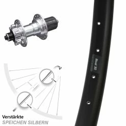 Hinteres Rad 29 Zoll Ryde Rival 30 Disc KX-E Nabe Silbern-eloxiert 5x135 Mm