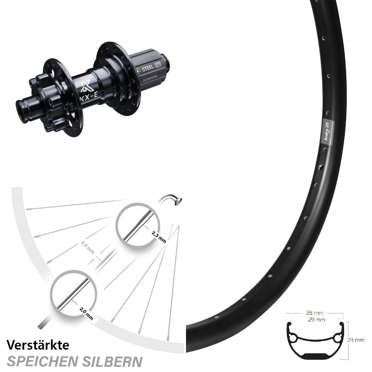 27,5 Zoll Hinterrad KX-E Nabe Schwarz 12x142 Mm 6-Loch 11-fach Ryde Andra 29 1 27,5 Zoll Hinterrad KX-E Nabe Schwarz 12x142 Mm 6-Loch 11-fach Ryde Andra 29