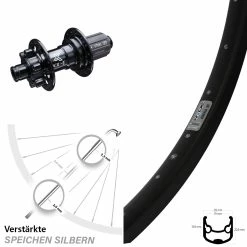 KX-E Nabe Schwarz 12x142 Mm 6-Loch 11-fach Ryde Andra 30 Disc Hinteres Rad 28-29 Zoll